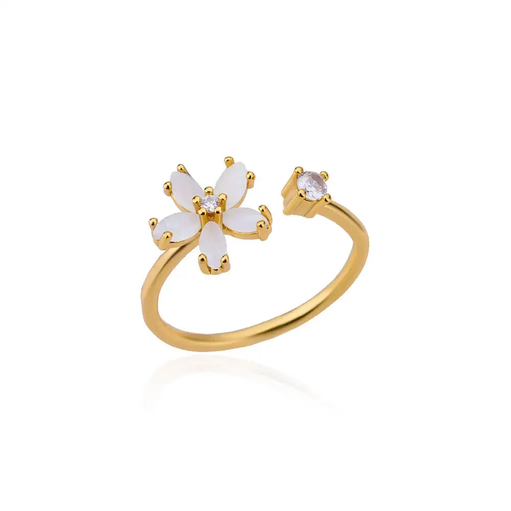 Flower Opal Rings for Women  Stainless Steel Ring  Trend Luxury Wedding Floral Aesthetic Jewelry